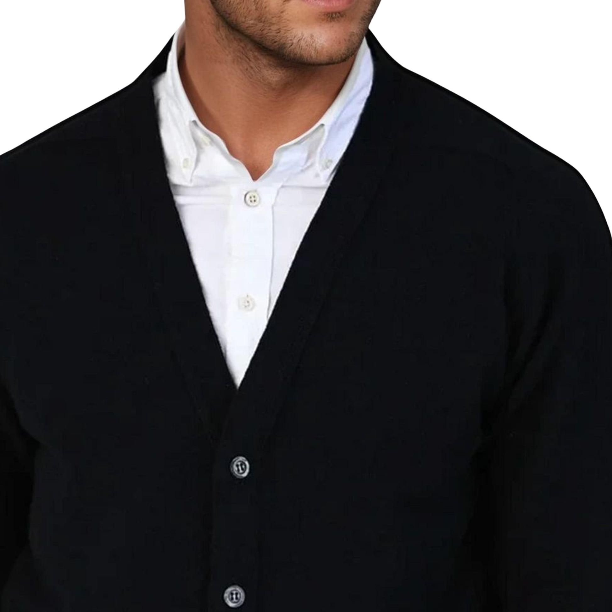 Men's Lambswool Cardigan With Saddle Shoulder | Navy Green