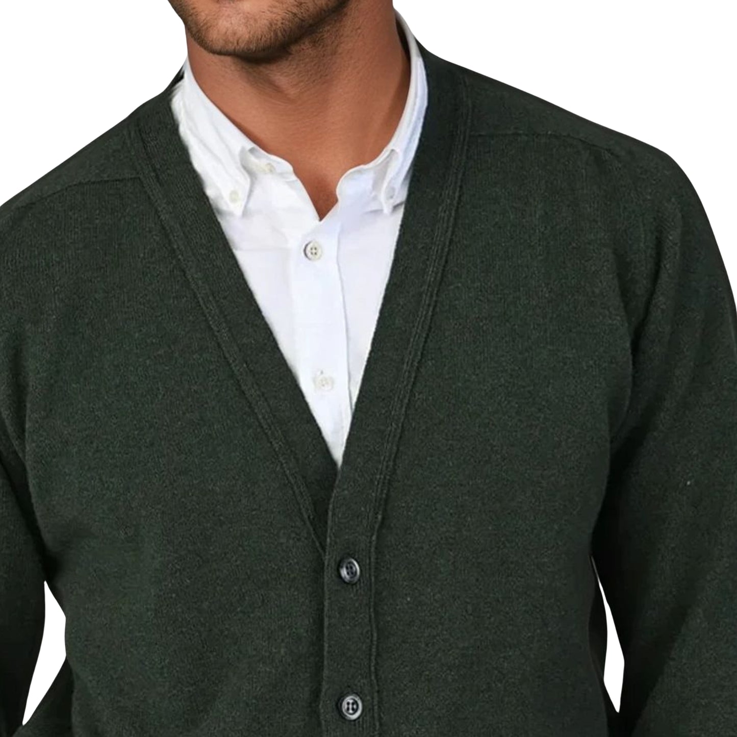Men's Lambswool Cardigan With Saddle Shoulder | Rosemary Green