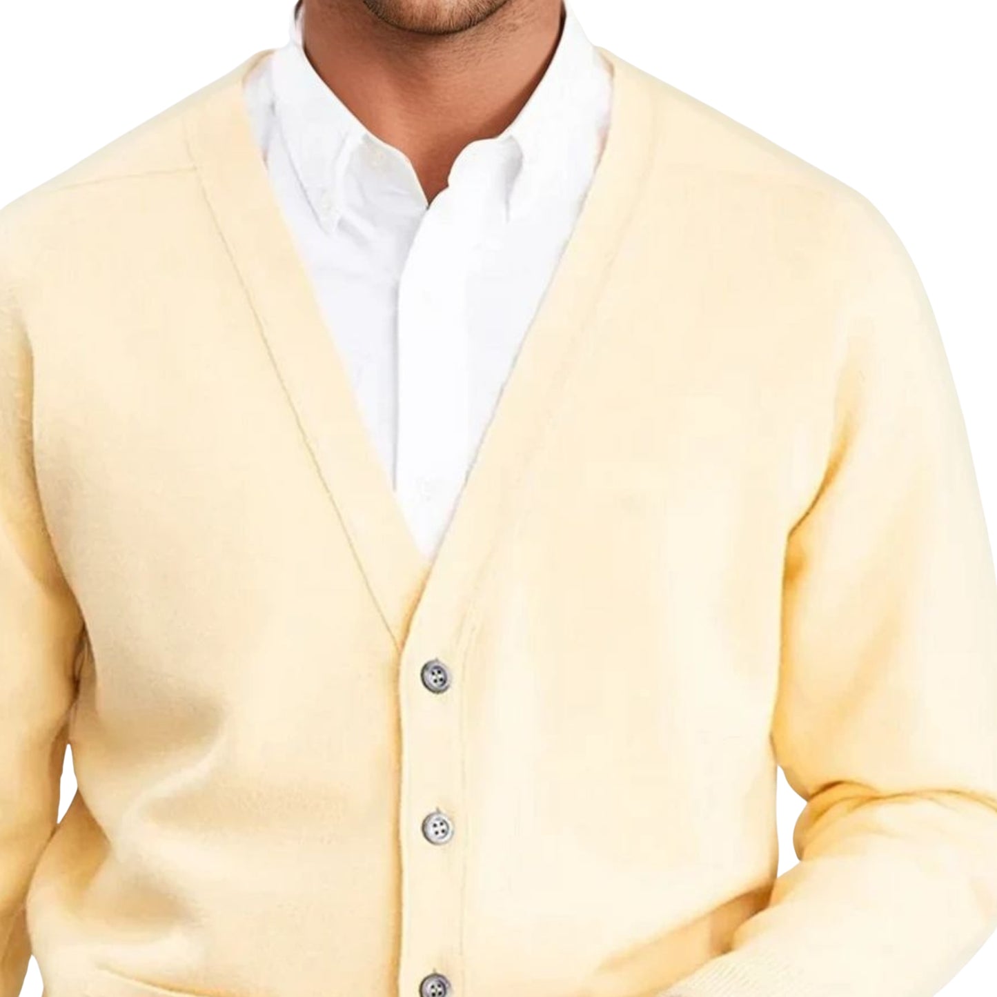 Men's Lambswool Cardigan With Saddle Shoulder | Solar Yellow