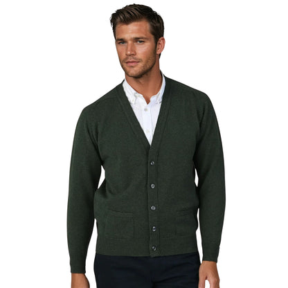 Men's Lambswool Cardigan With Saddle Shoulder | Rosemary Green