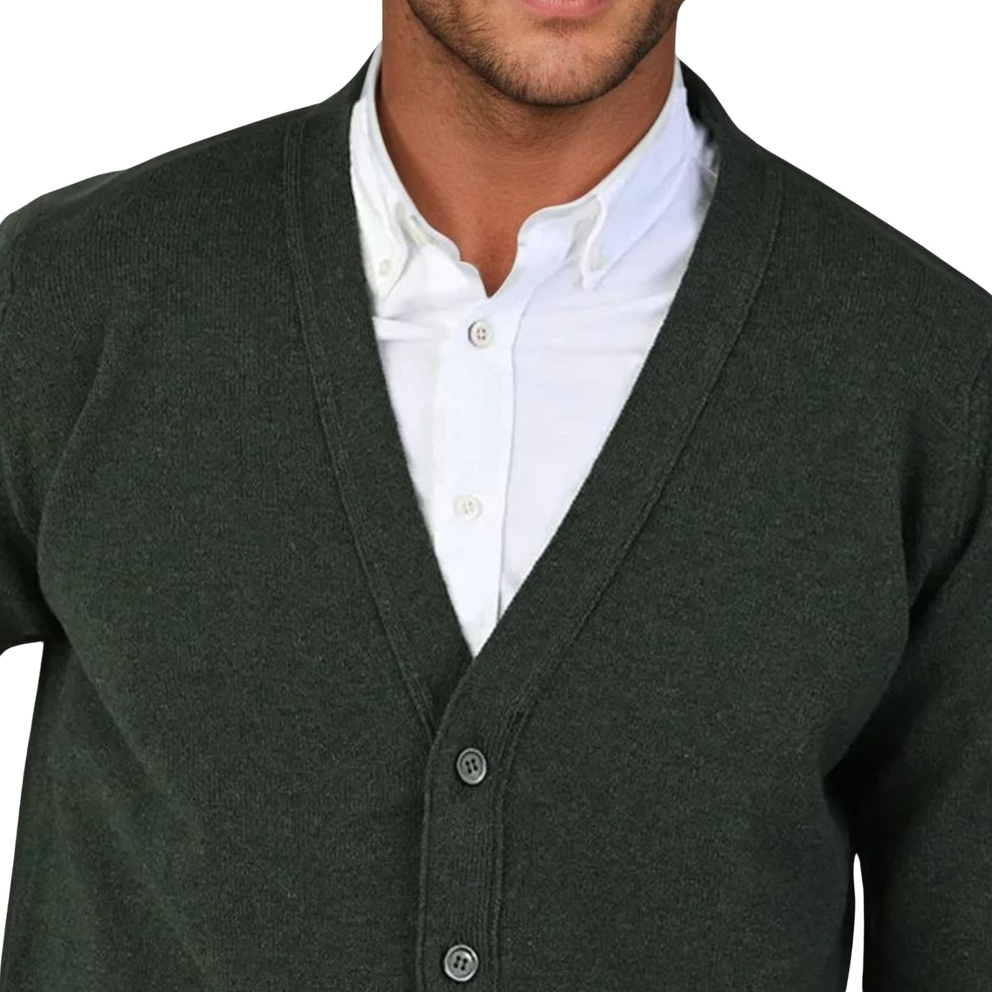 Men's Lambswool Cardigan With Set-In Shoulder | Rosemary Green