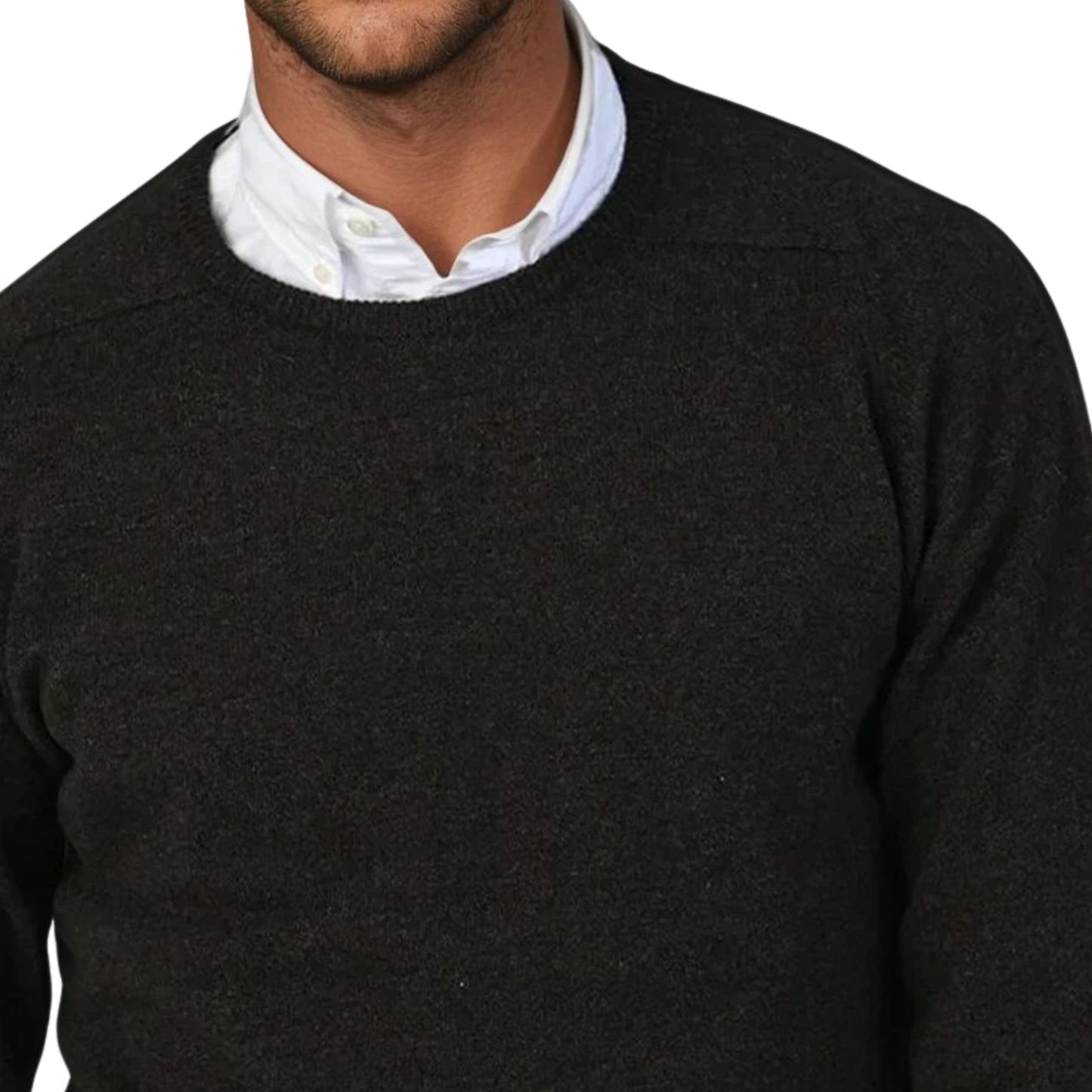 Geelong Lambswool Crew Neck Sweater With Saddle Shoulder
