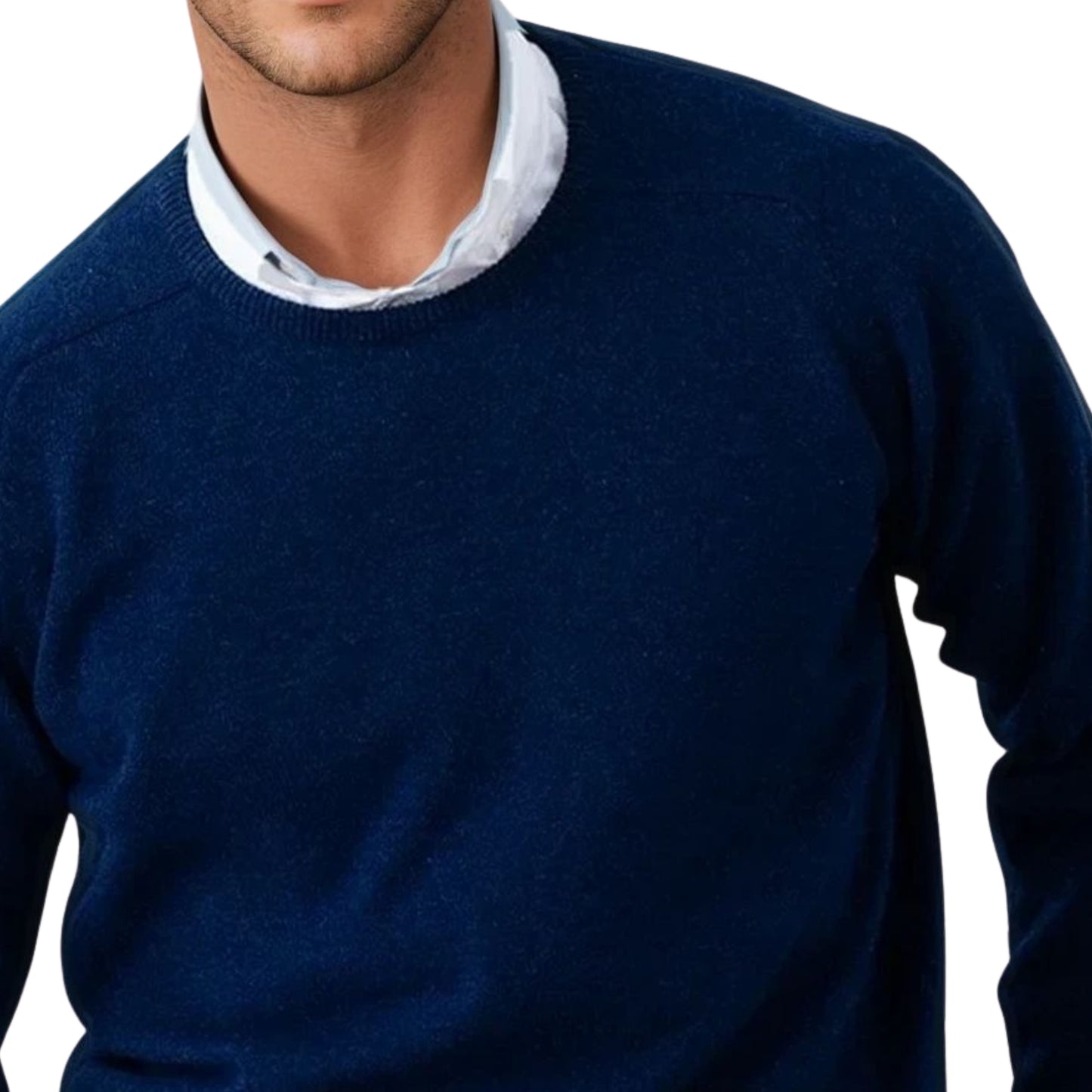 Men's Geelong LambswoolCrew Neck Sweater With Saddle Shoulder | Regatta Blue