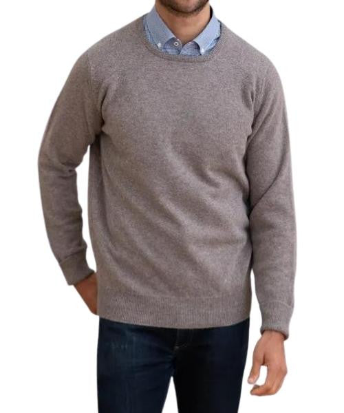 Men's Lambswool Crew Neck Sweater With Set-In Shoulder