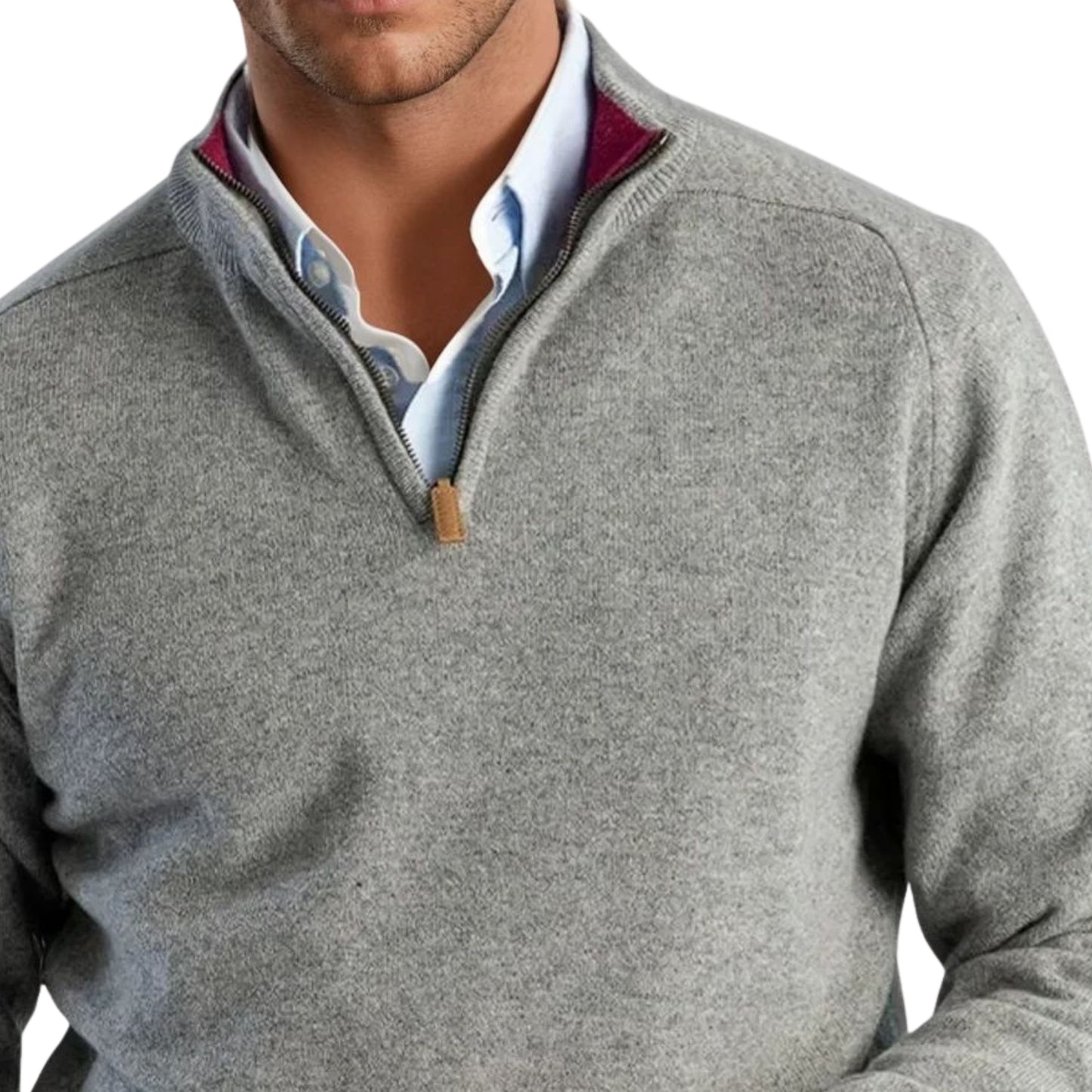 Men's Lambswool Quarter-Zip Sweater | Flannel Grey