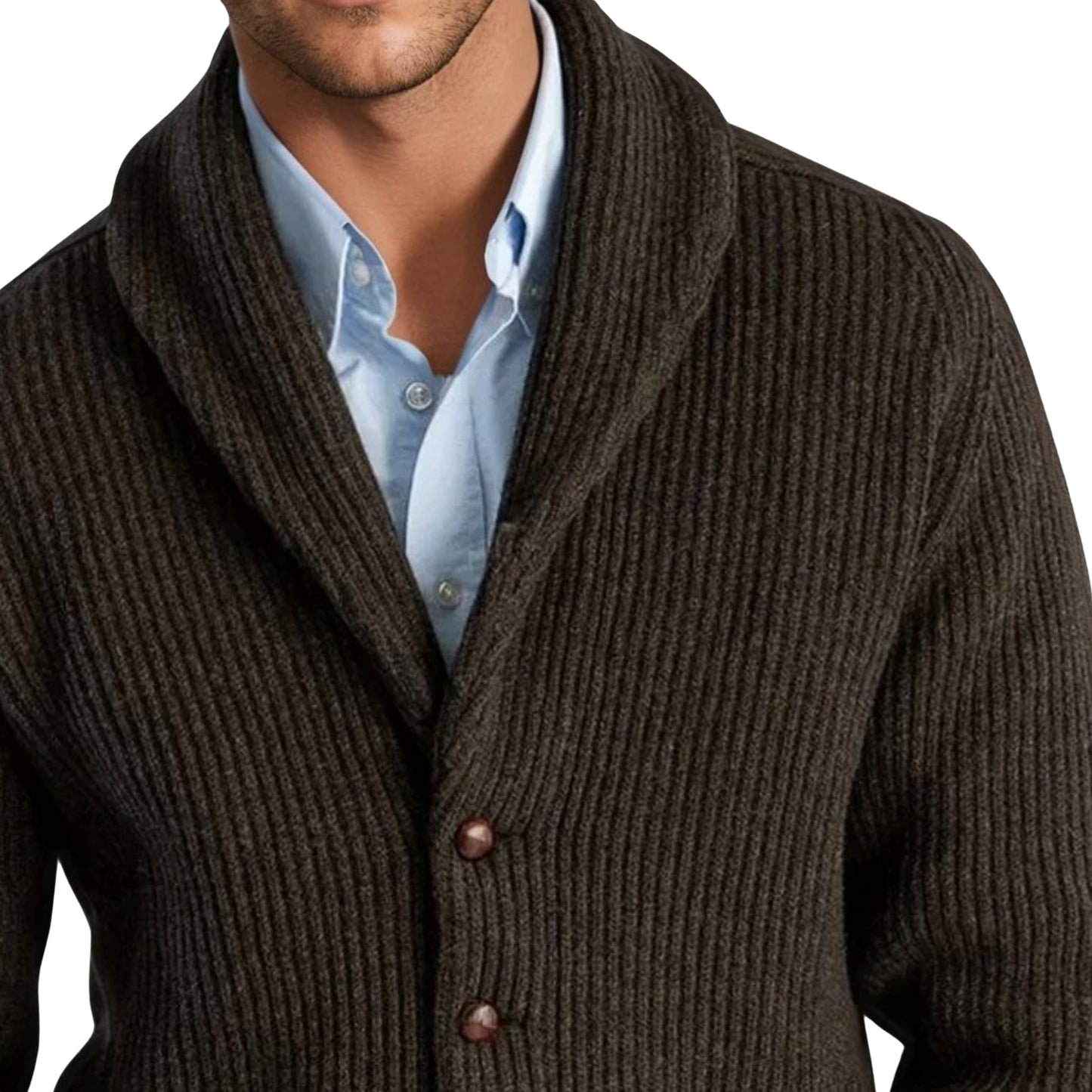 Men's Lambswool Shawl Collar Cardigan | Cocoa Brown