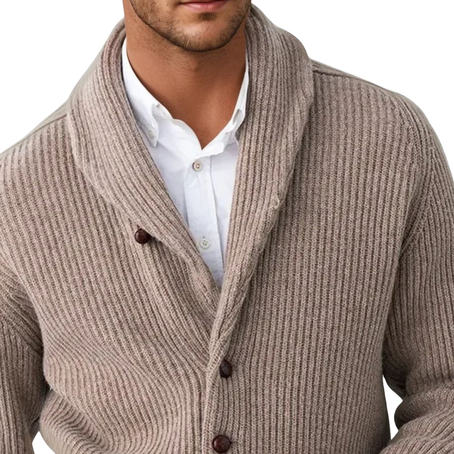 Men's Lambswool Shawl Collar Cardigan | Colt Beige