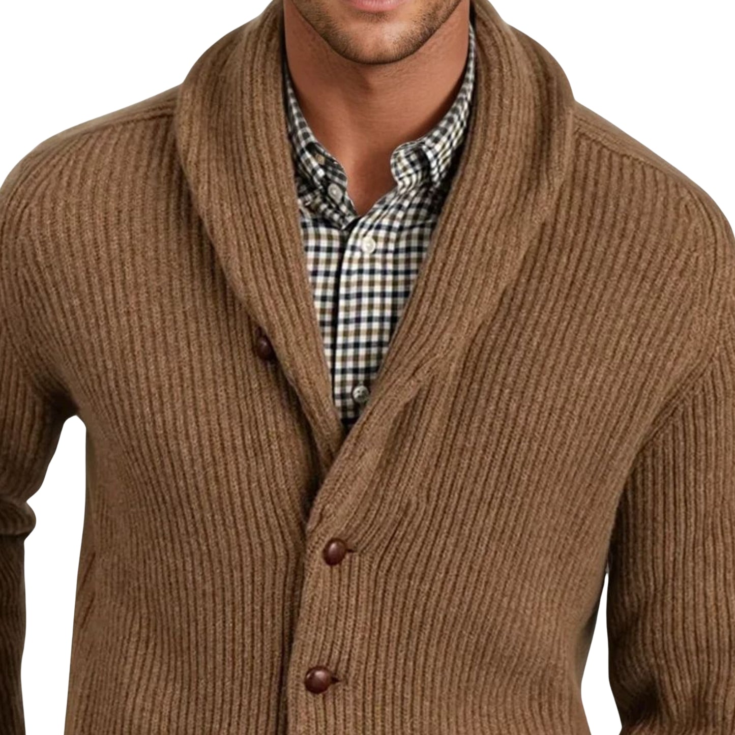 Men's Lambswool Shawl Collar Cardigan | Driftwood Beige