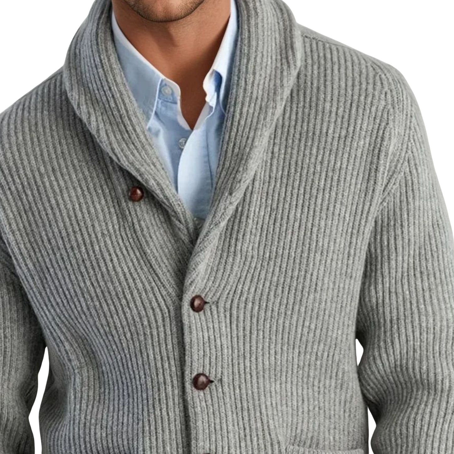 Men's Lambswool Shawl Collar Cardigan | Flannel Grey