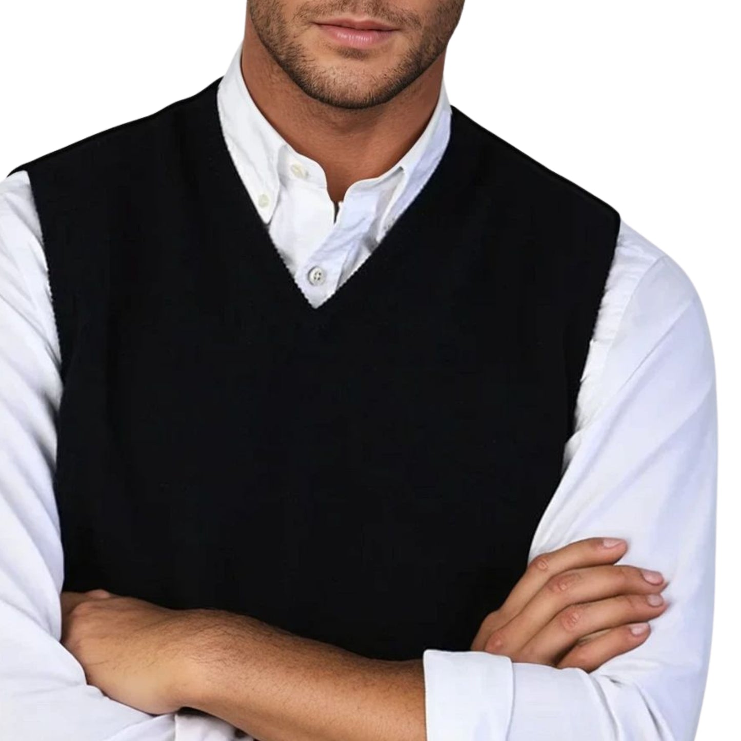 Men's Lambswool Slipover Vest | Navy Blue