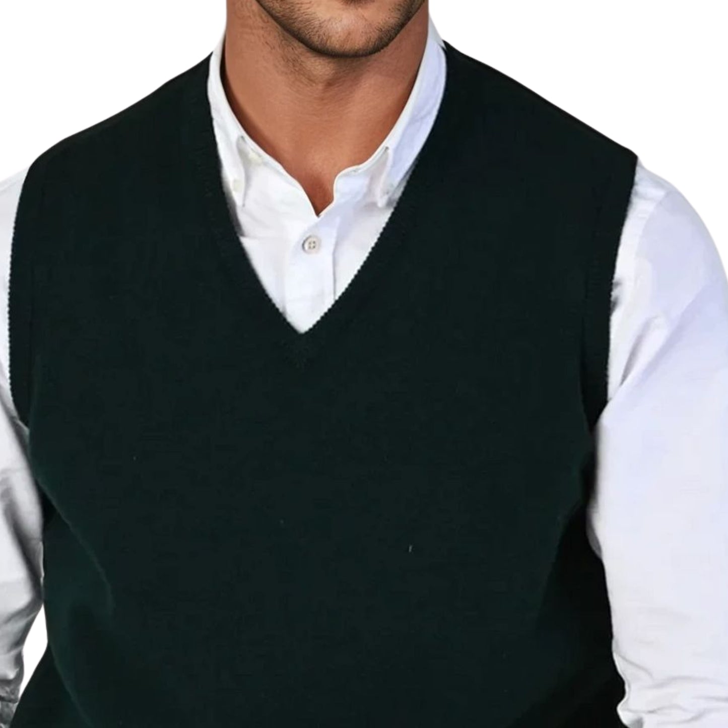 Men's Lambswool Slipover Vest | Tartan Green