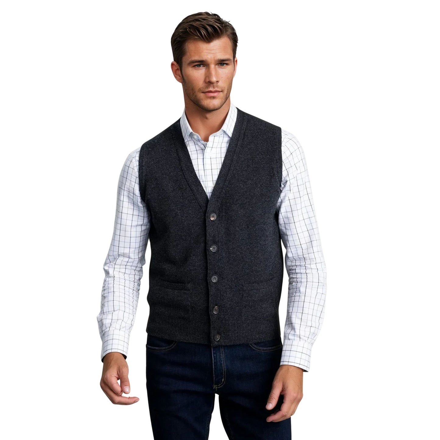 Men's Lambswool Waistcoat | Charcoal
