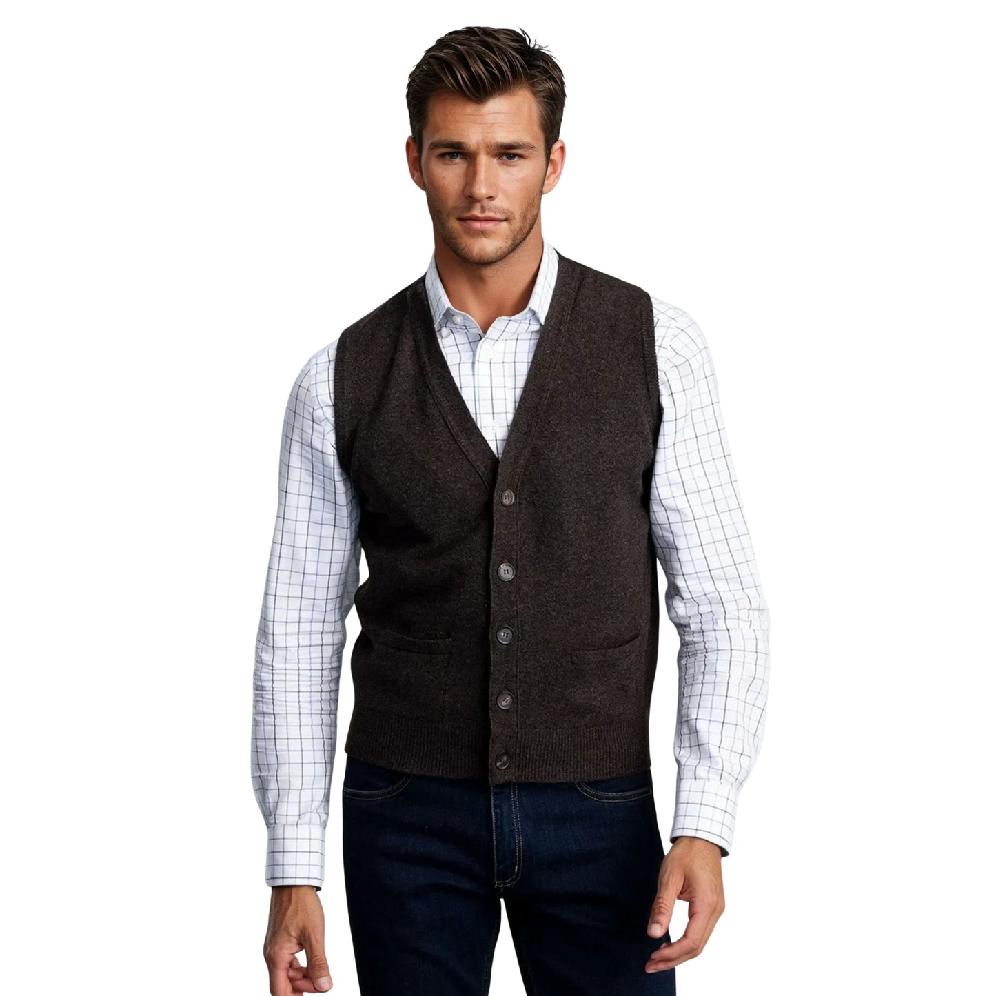 Men's Lambswool Waistcoat | Cocoa Brown