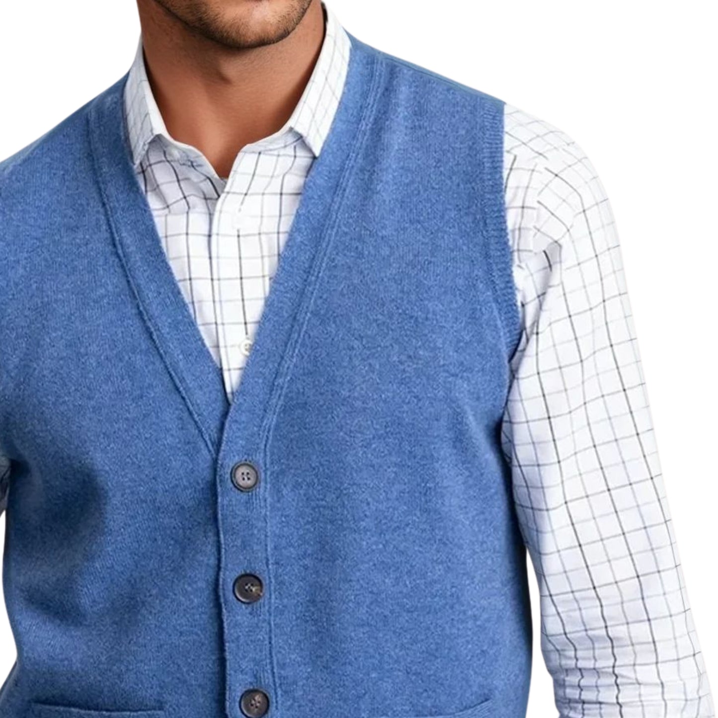 Men's Lambswool Waistcoat | Jeans Blue