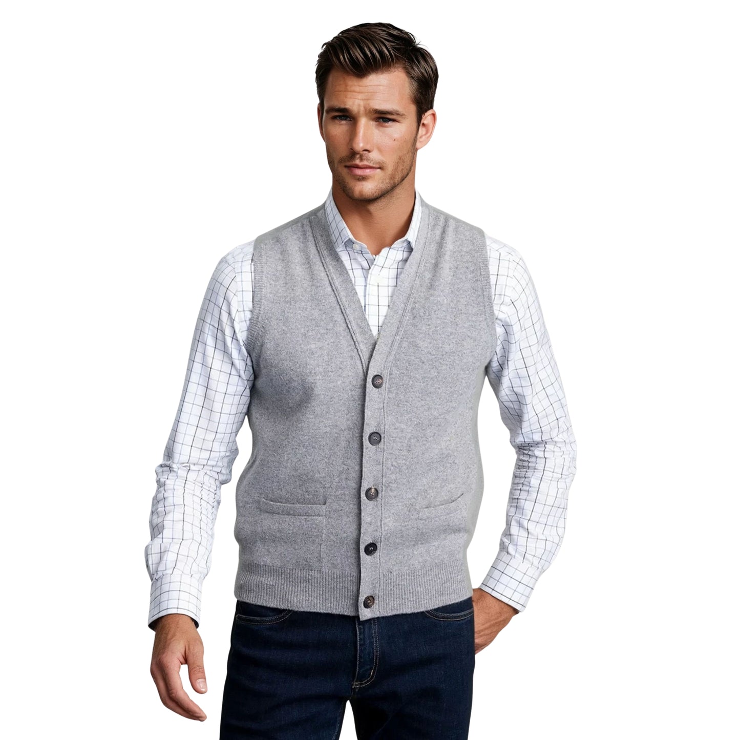 Men's Lambswool Waistcoat | Flannel Grey