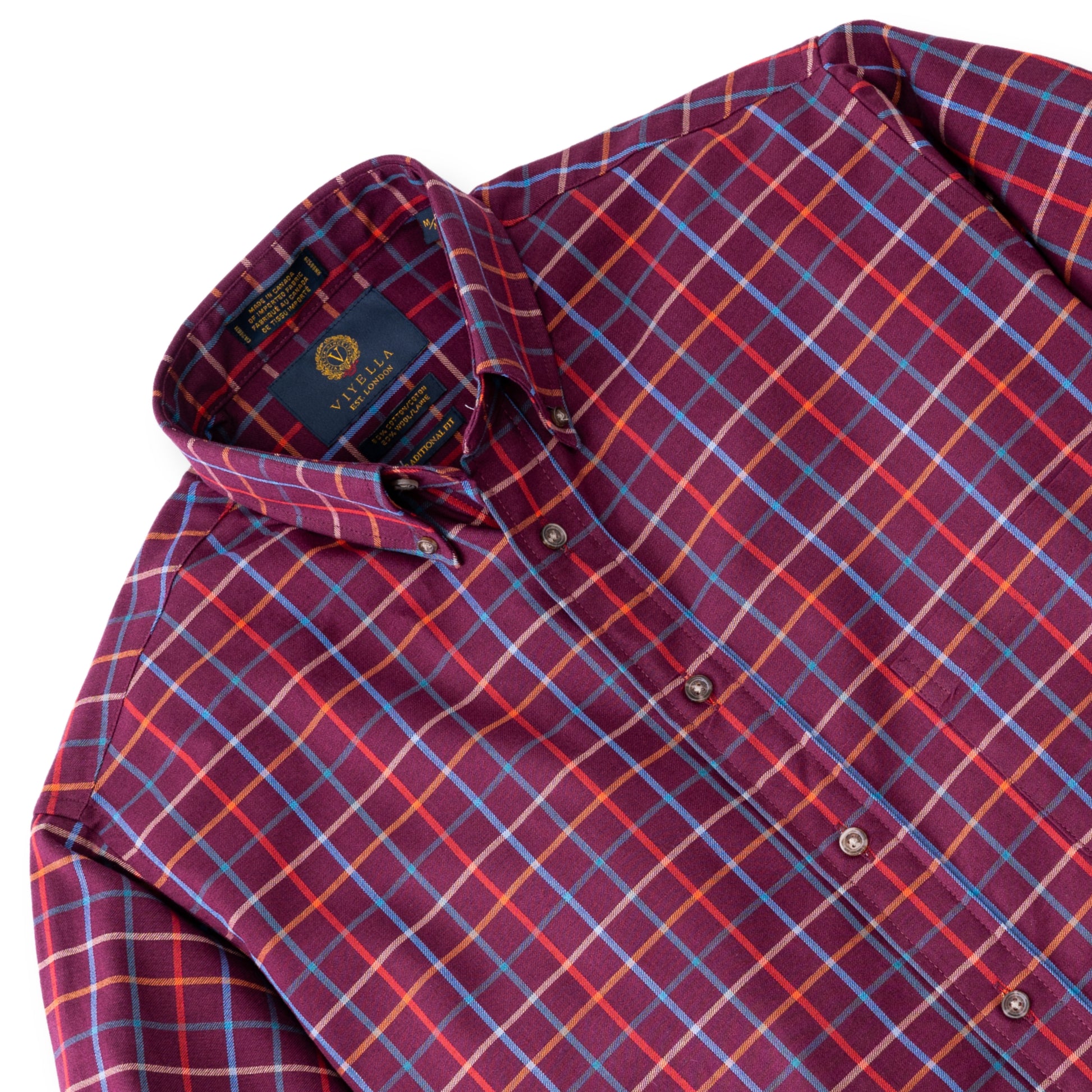 Men's Large Wine Tattersall Viyella Shirt