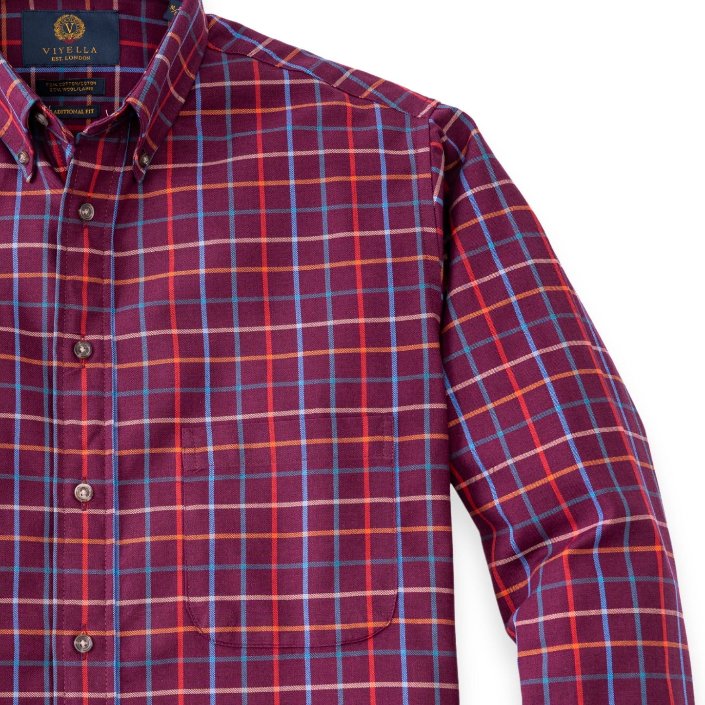 Men's Large Wine Tattersall Viyella Shirt