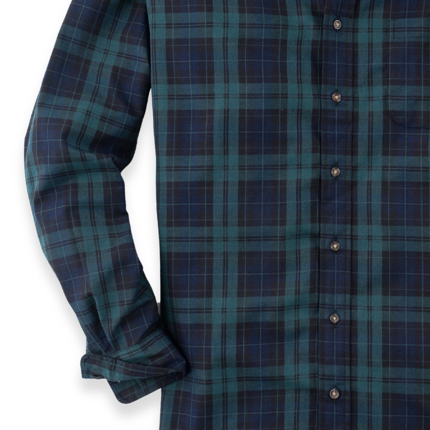 Men's Midnight Blue and Bottle Green Plaid Viyella Shirt