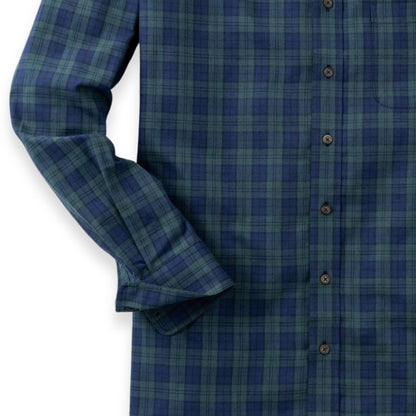 Men's Midnight Blue and Bottle Green Check Viyella Shirt