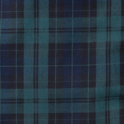 Men's Midnight Blue and Bottle Green Plaid Viyella Shirt