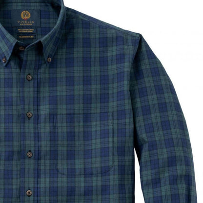 Men's Midnight Blue and Bottle Green Check Viyella Shirt