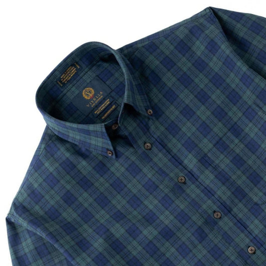 Men's Midnight Blue and Bottle Green Check Viyella Shirt