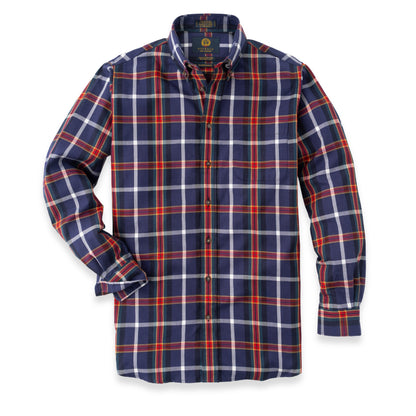 Men's Midnight Blue and Red Large Check Viyella Shirt