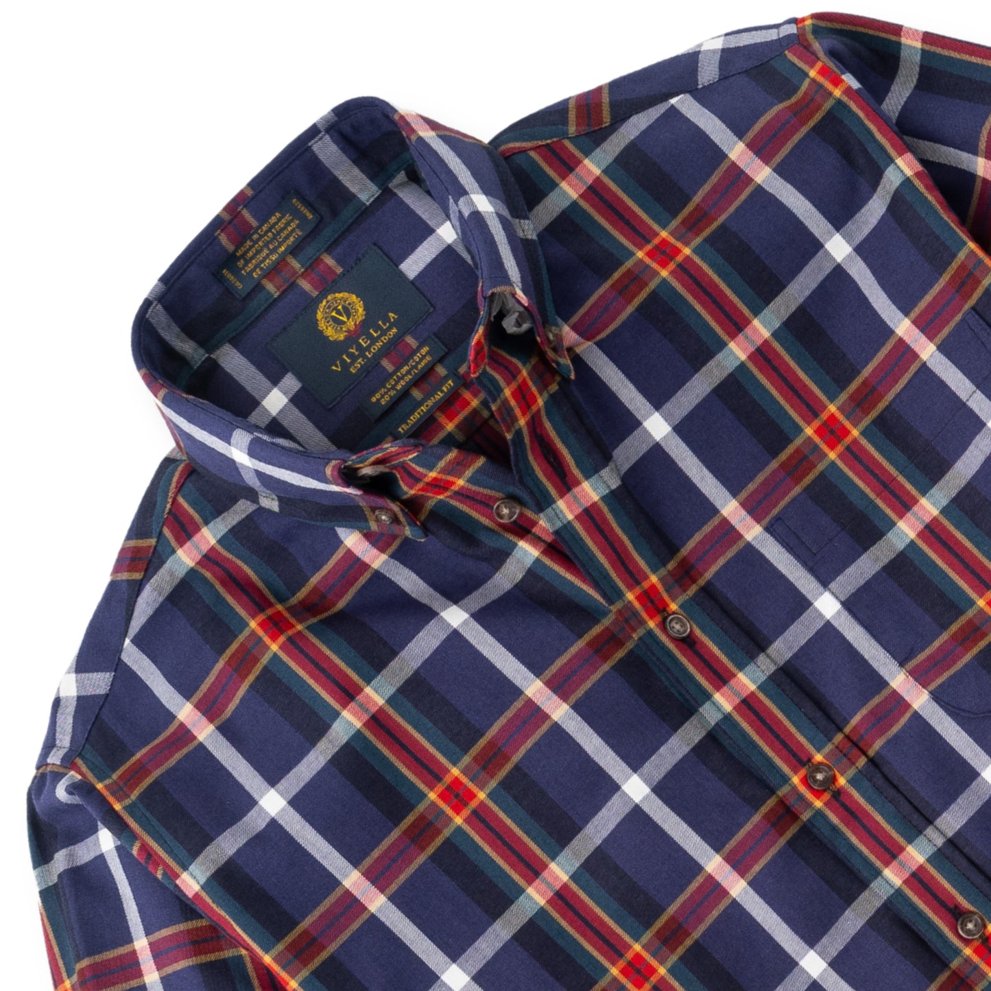 Men's Midnight Blue and Red Large Check Viyella Shirt