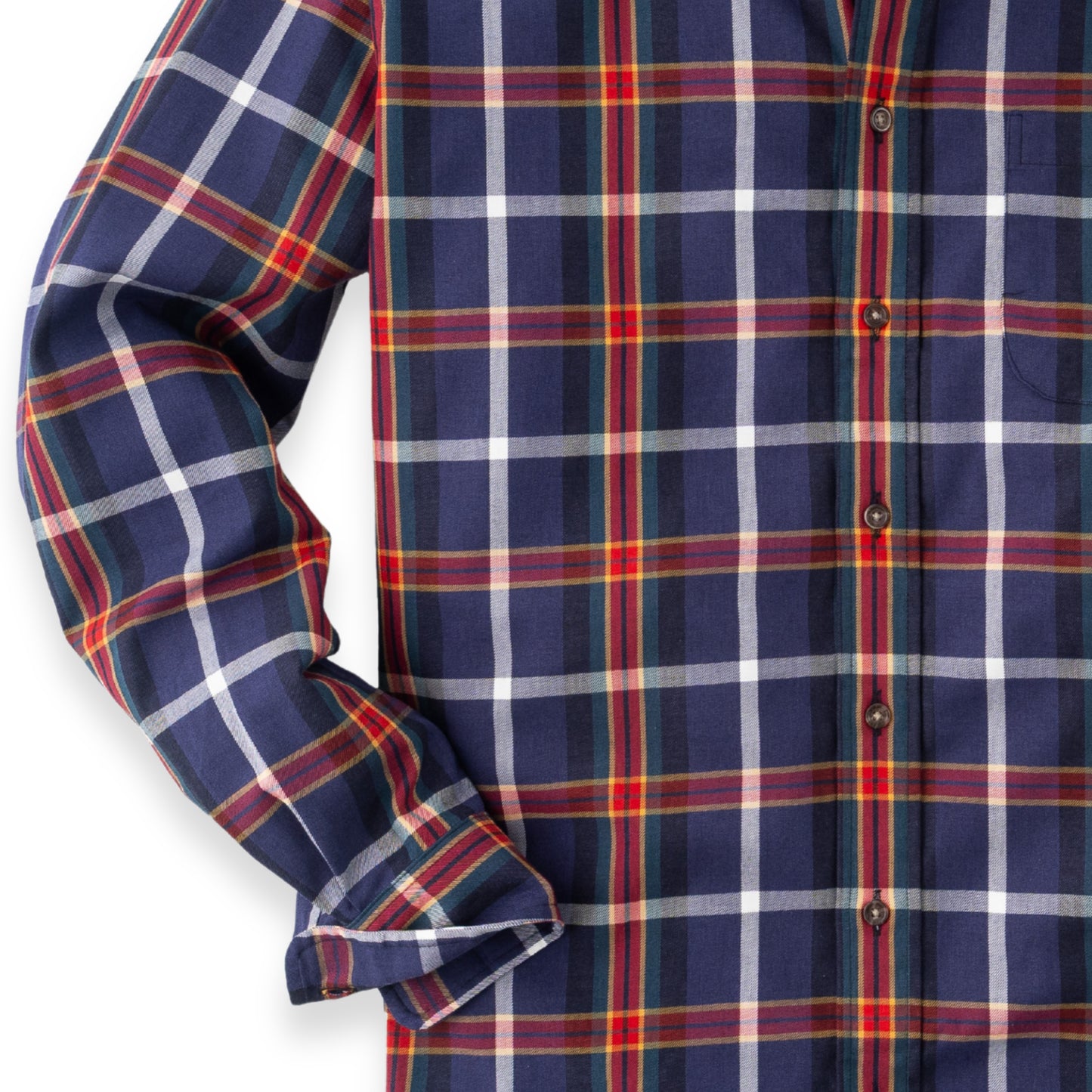 Men's Midnight Blue and Red Large Check Viyella Shirt