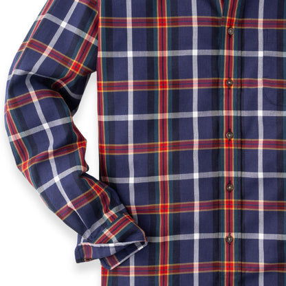 Men's Midnight Blue and Red Large Check Viyella Shirt