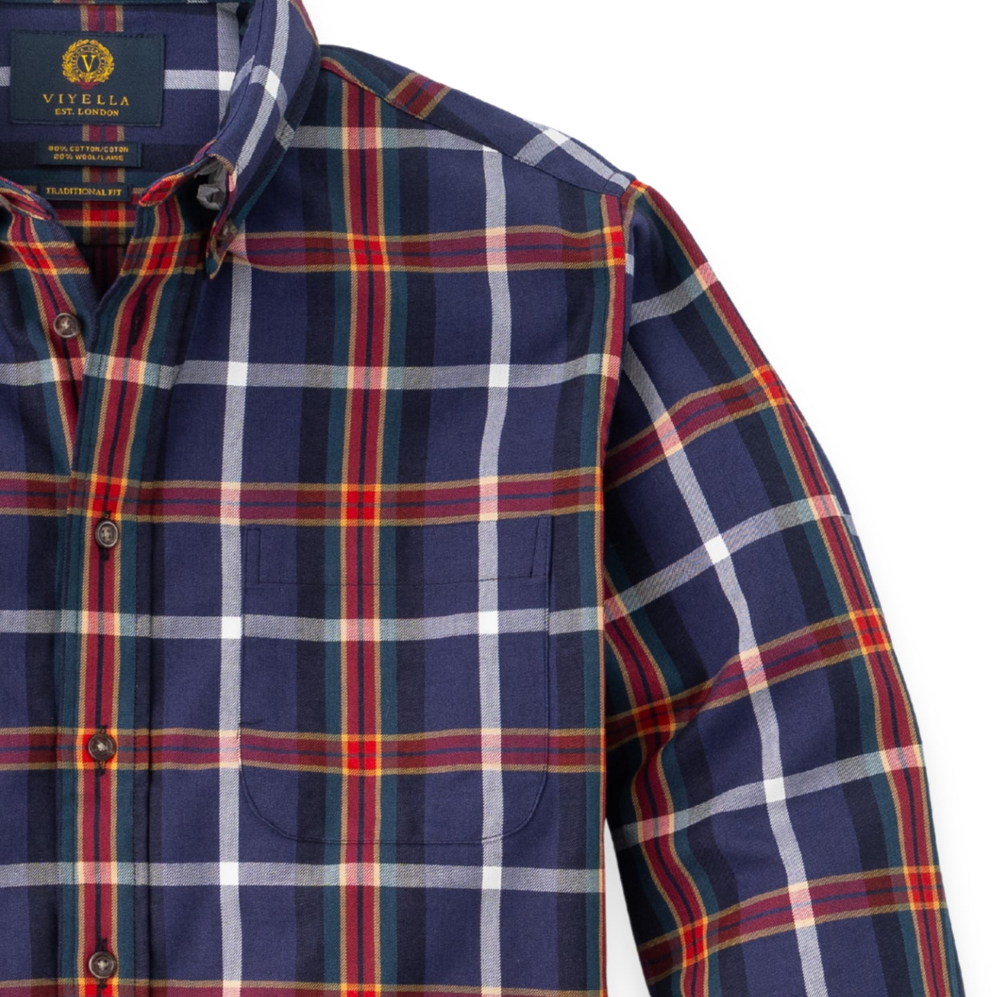 Men's Midnight Blue and Red Large Check Viyella Shirt