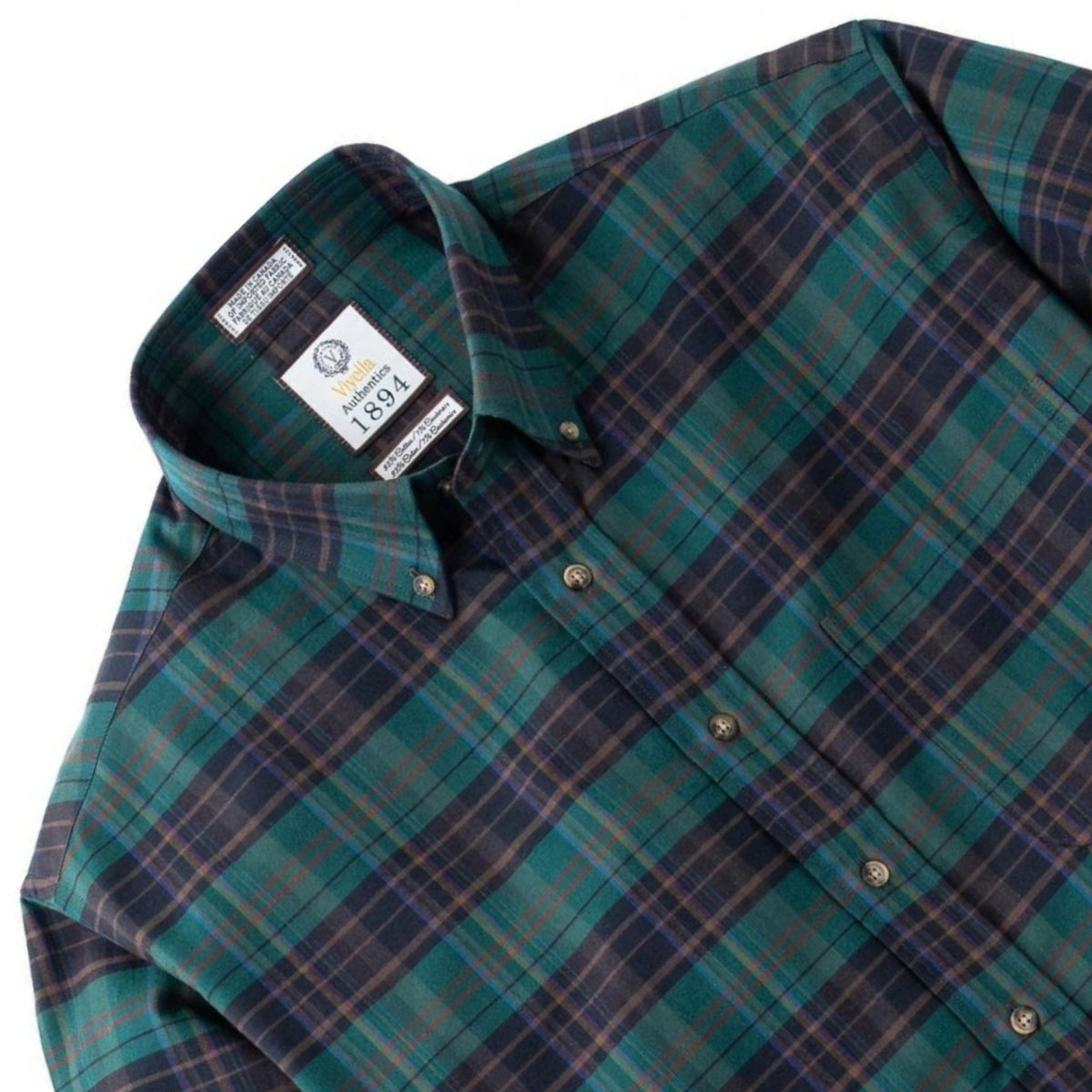 Men's Muted Green Plaid Luxury Blend Viyella Shirt