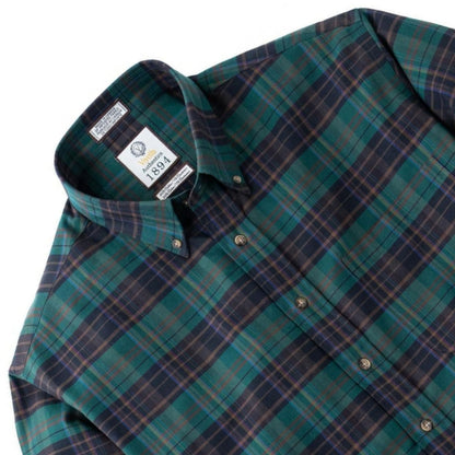 Men's Muted Green Plaid Luxury Blend Viyella Shirt
