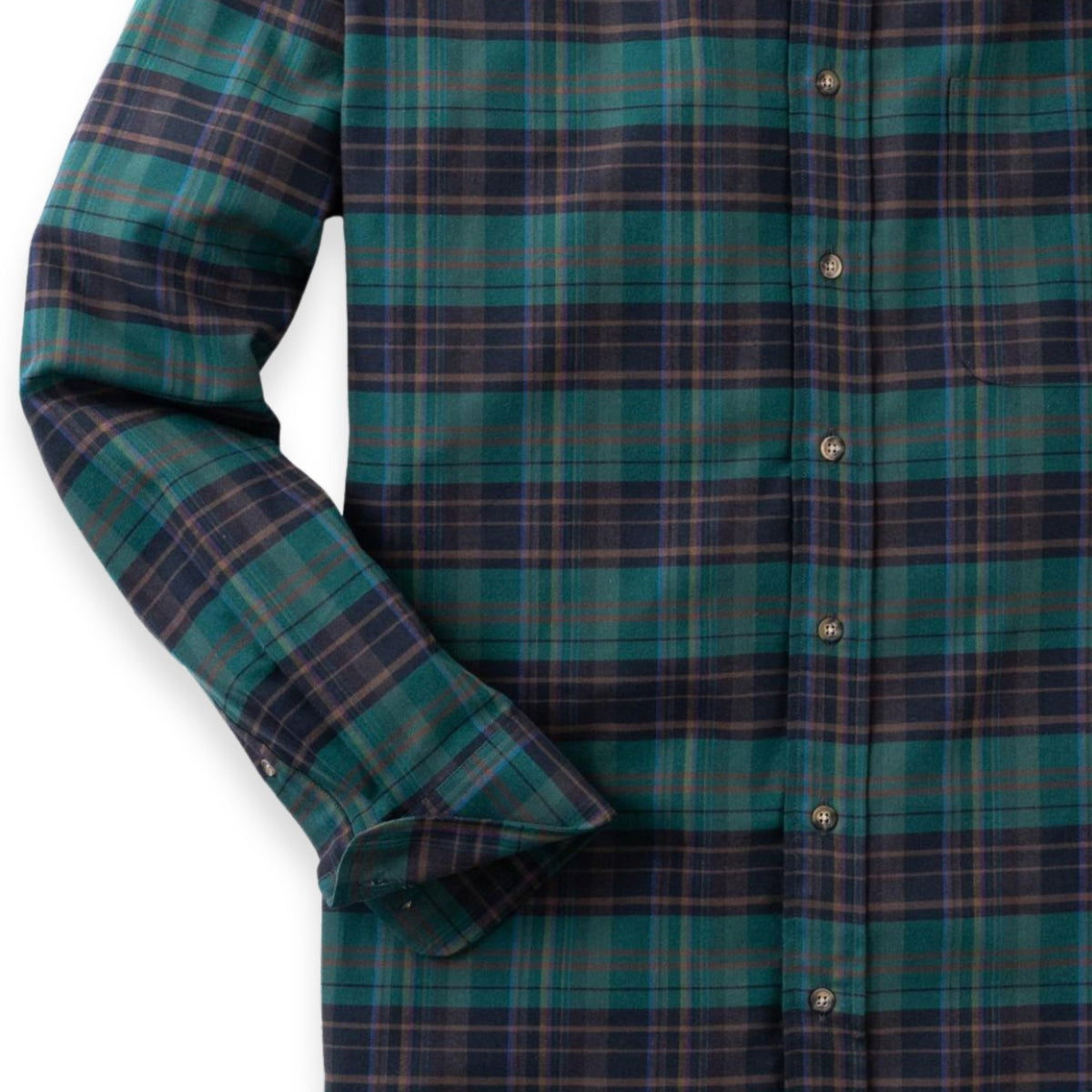 Men's Muted Green Plaid Luxury Blend Viyella Shirt
