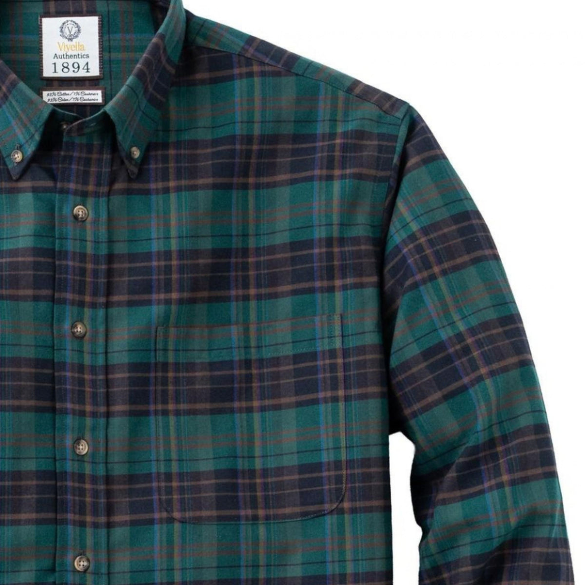 Men's Muted Green Plaid Luxury Blend Viyella Shirt