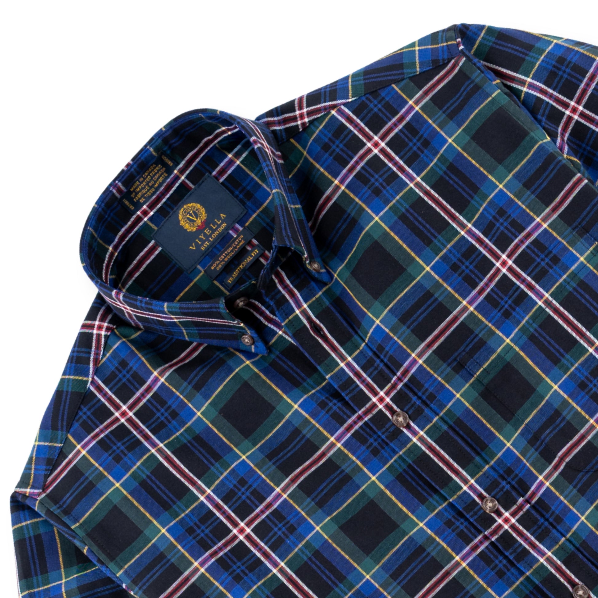 Men's Navy Blue Large Plaid Viyella Shirt