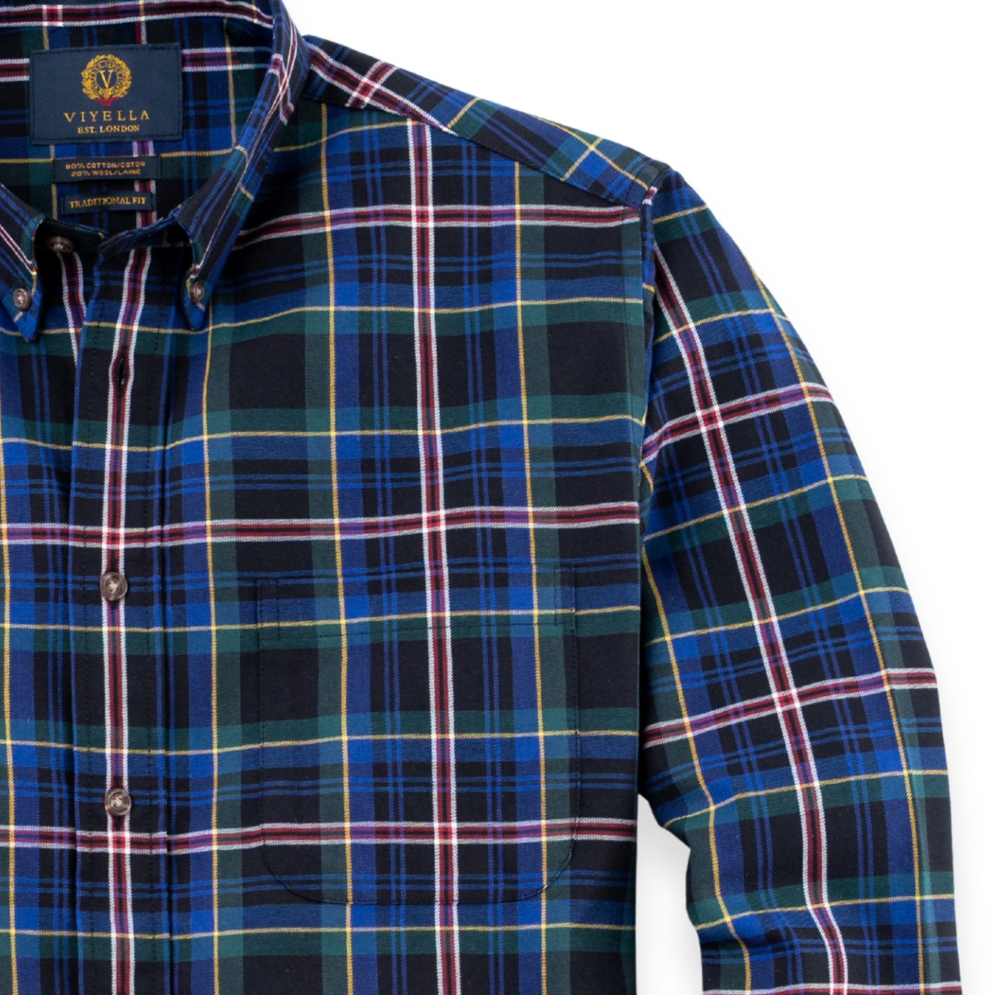 Men's Navy Blue Large Plaid Viyella Shirt