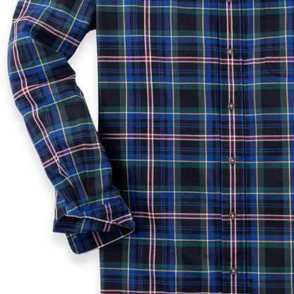 Men's Navy Blue Large Plaid Viyella Shirt