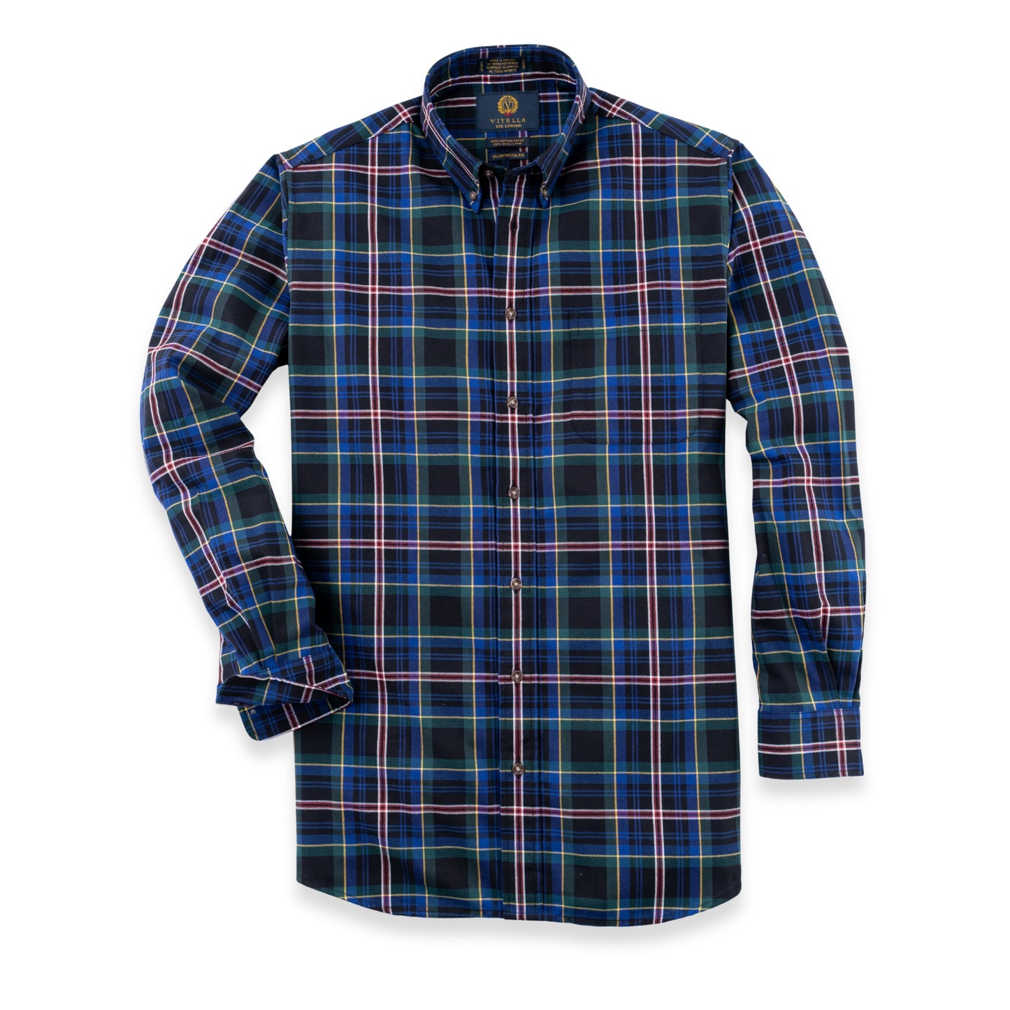 Men's Navy Blue Large Plaid Viyella Shirt