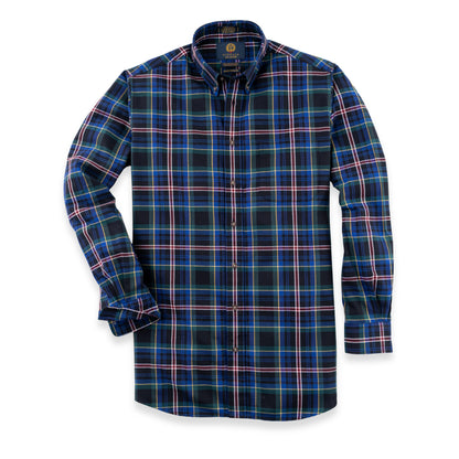 Men's Navy Blue Large Plaid Viyella Shirt