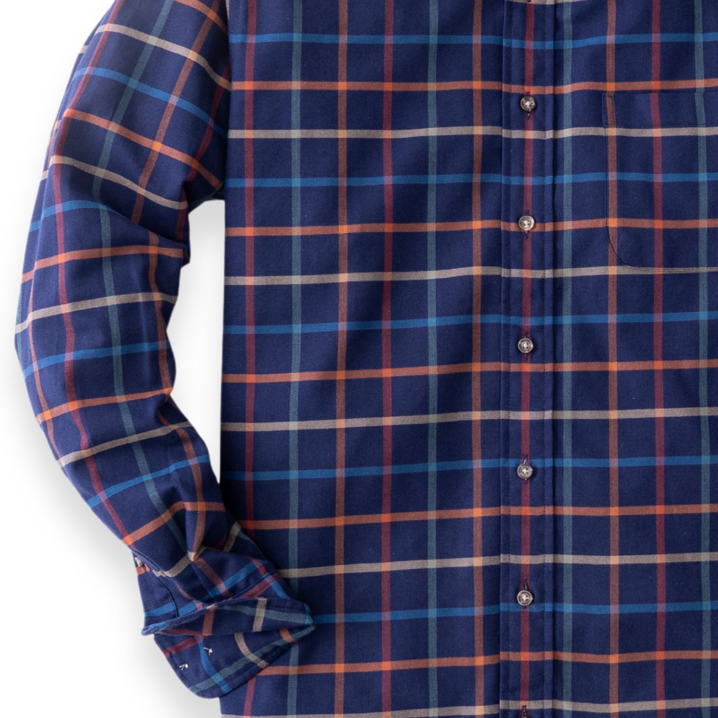 Men's Navy Blue Large Tattersall Luxury Blend Viyella Shirt