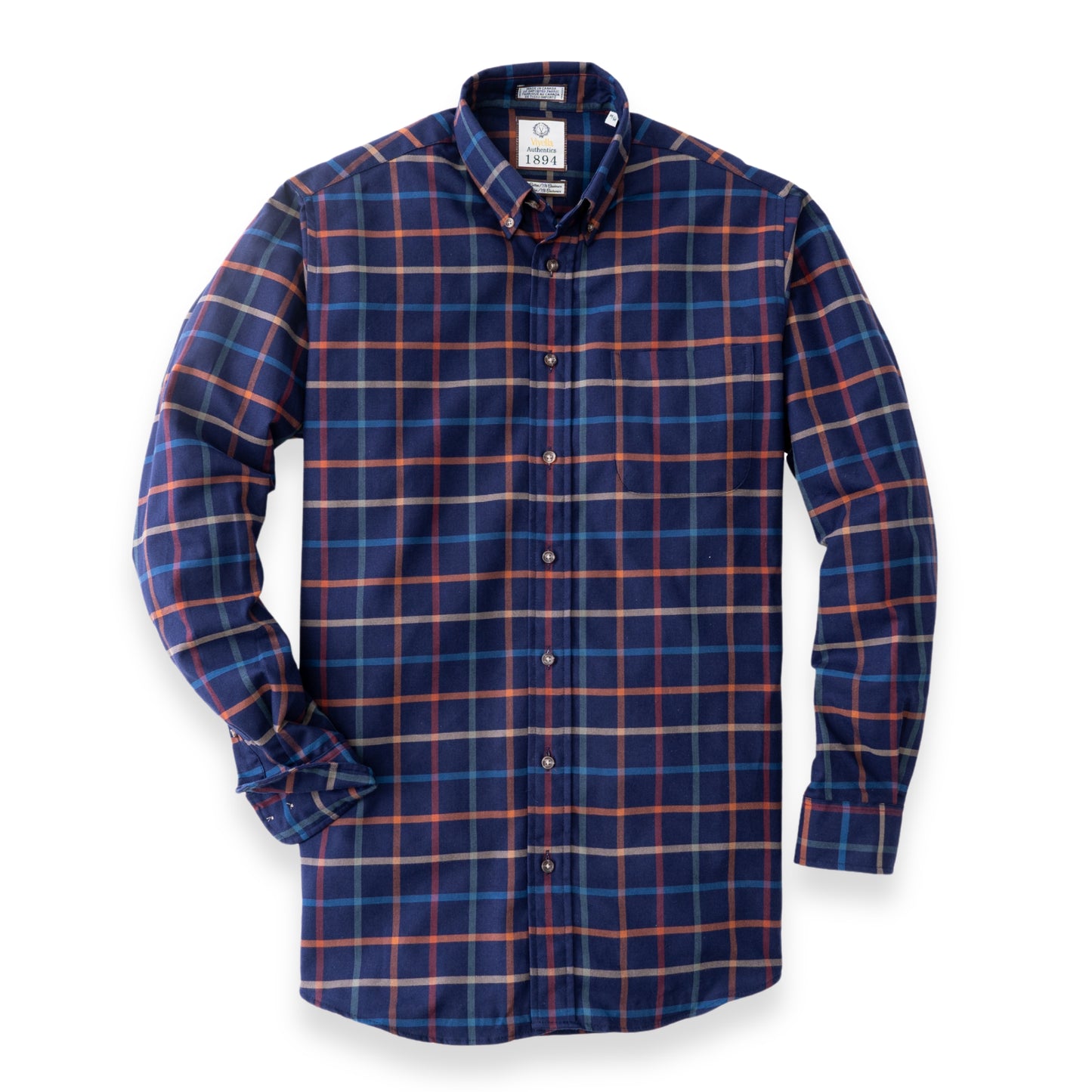 Men's Navy Blue Large Tattersall Luxury Blend Viyella Shirt