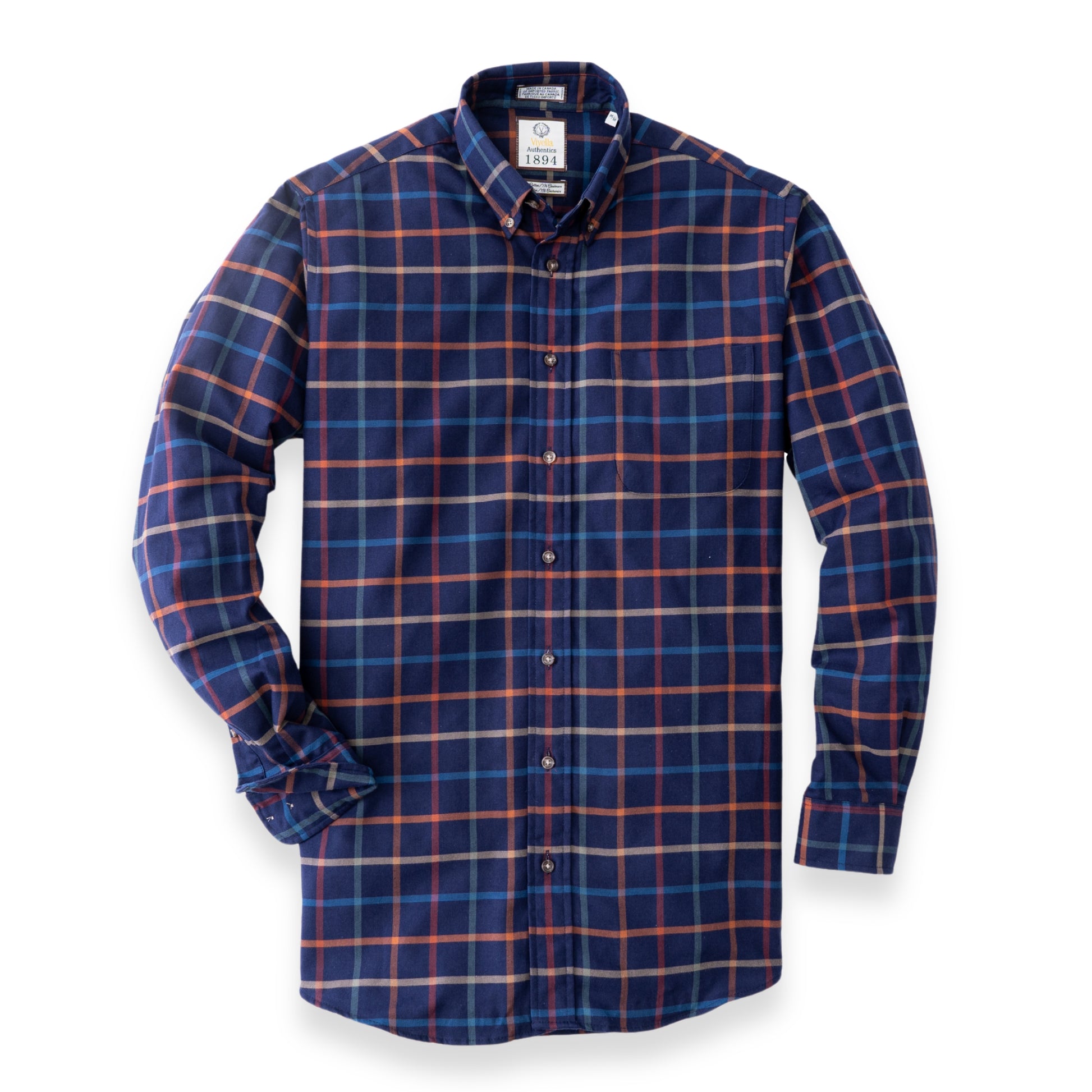 Men's Navy Blue Large Tattersall Luxury Blend Viyella Shirt