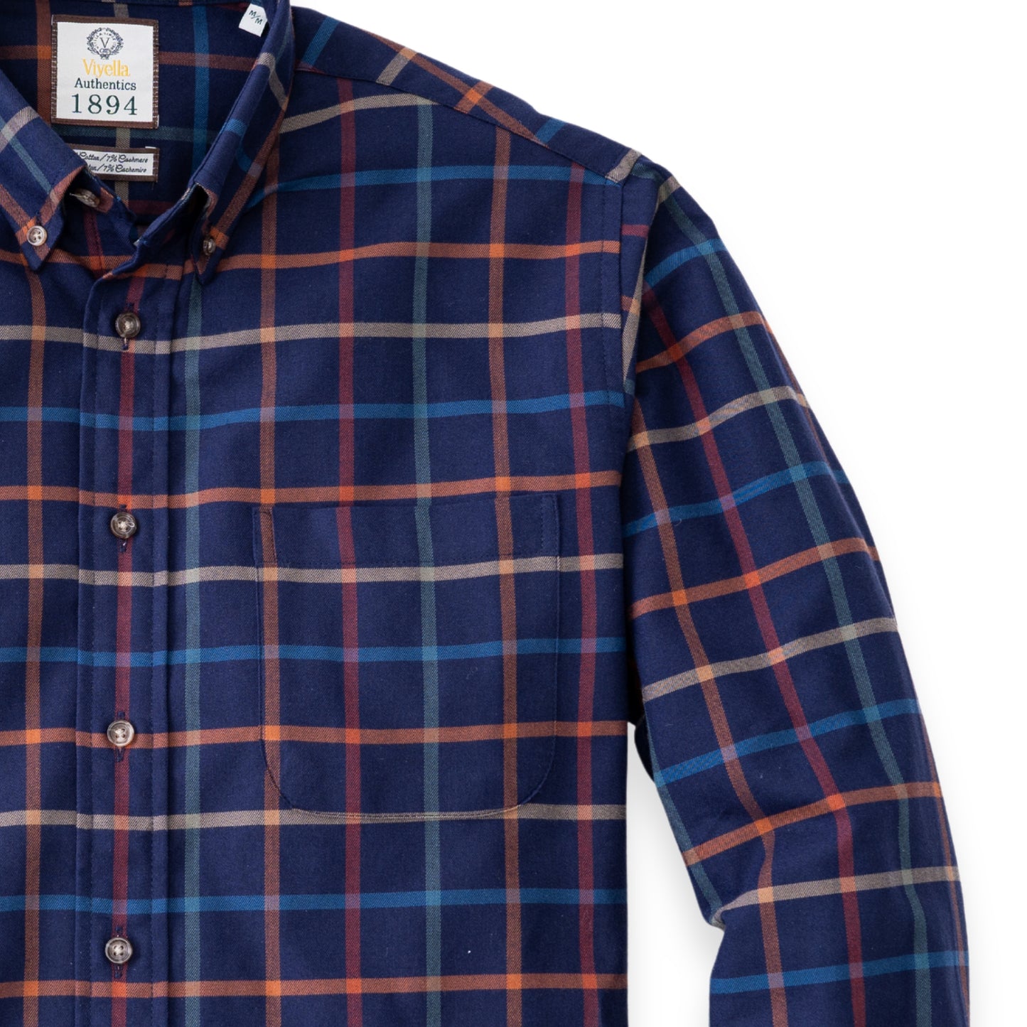 Men's Navy Blue Large Tattersall Luxury Blend Viyella Shirt