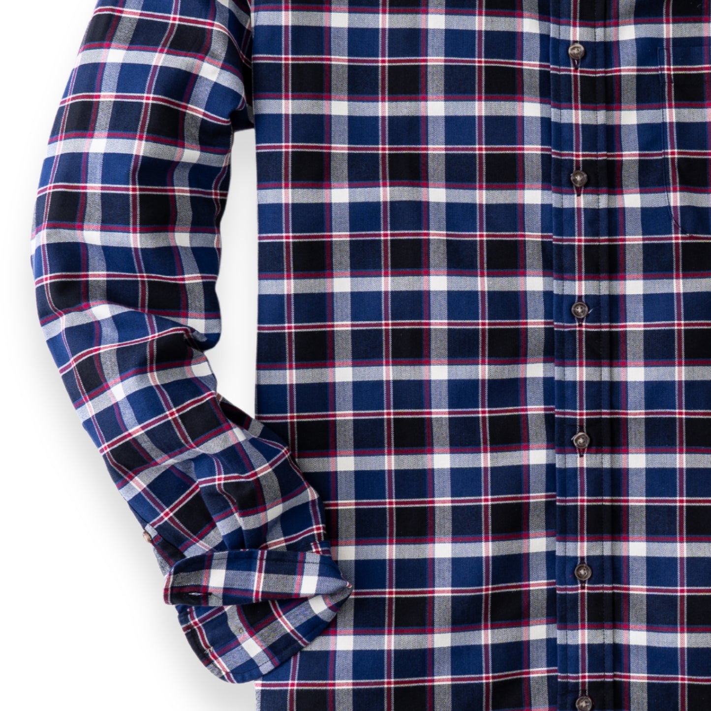 Men's Navy Blue with Red Windowpane Luxury Blend Viyella Shirt