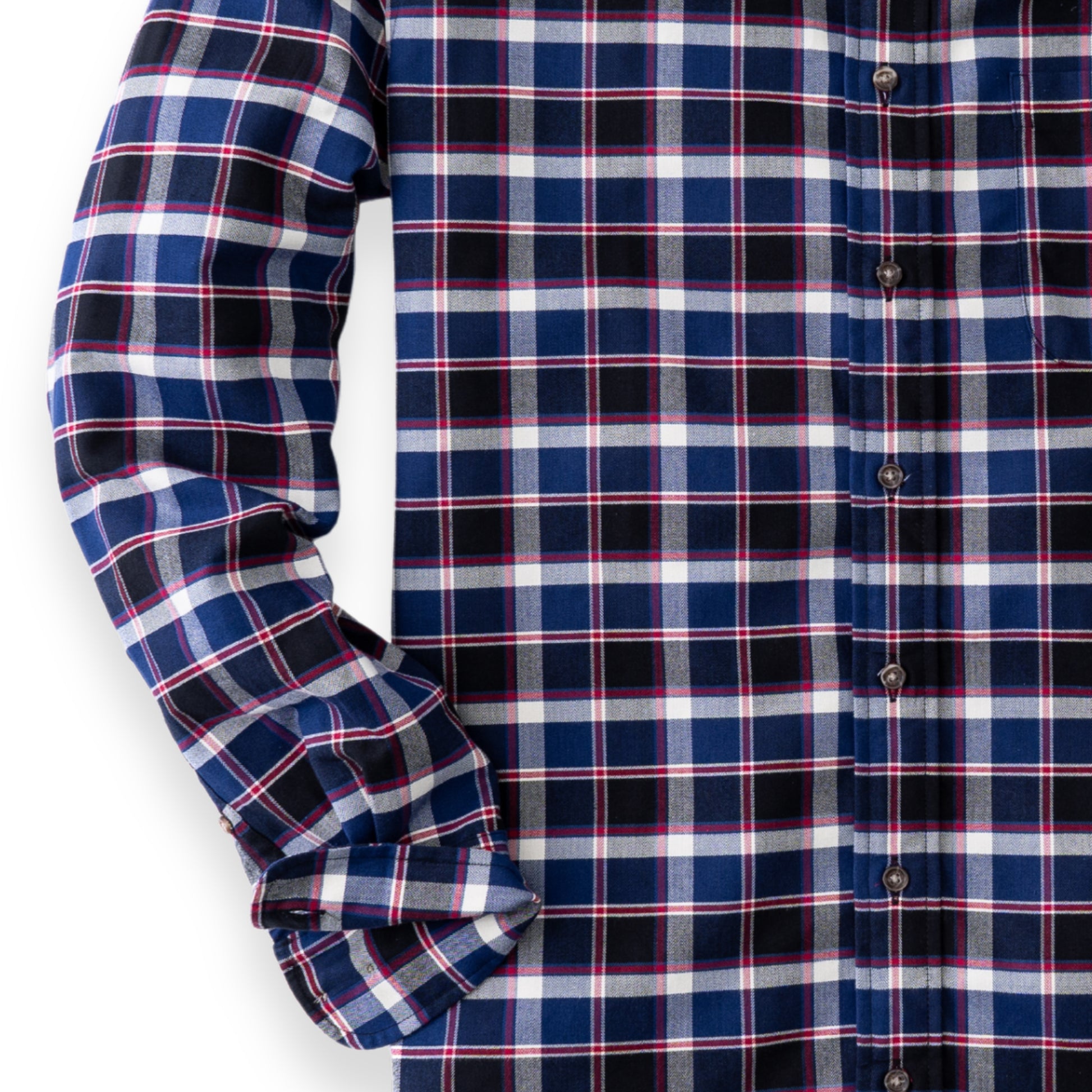 Men's Navy Blue with Red Windowpane Luxury Blend Viyella Shirt