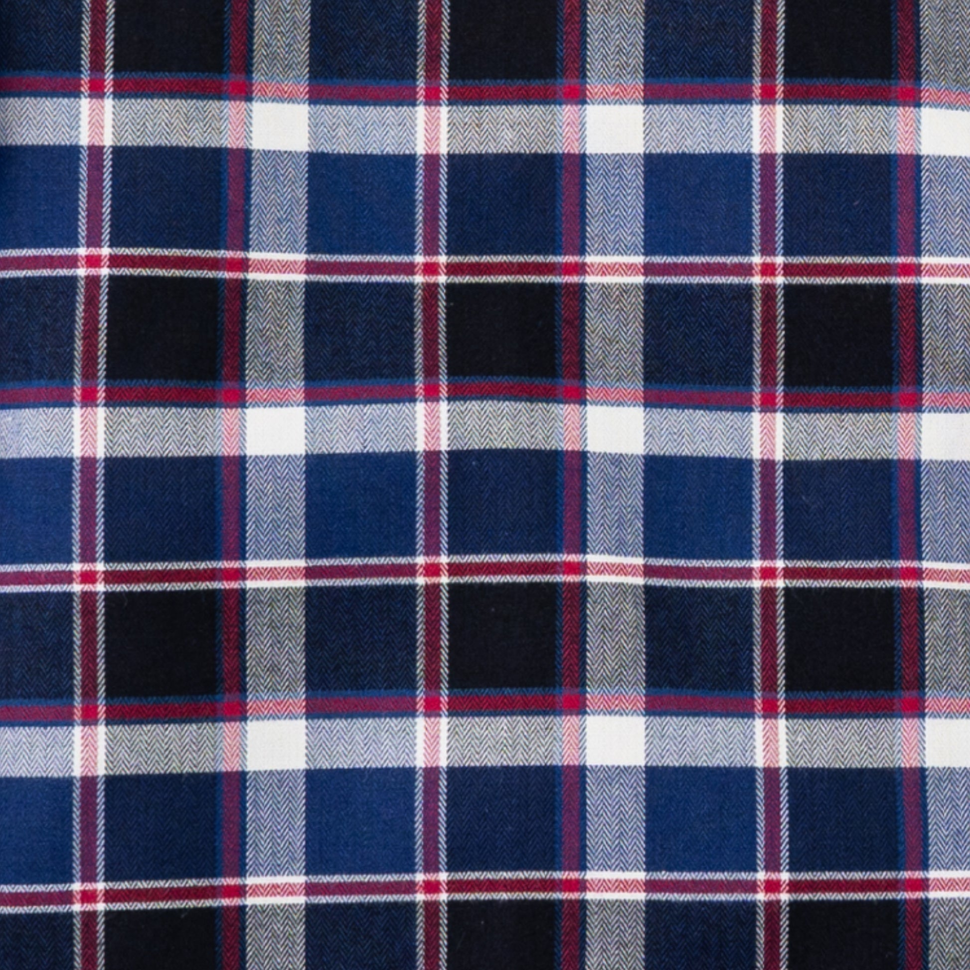 Men's Navy Blue with Red Windowpane Luxury Blend Viyella Shirt