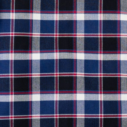 Men's Navy Blue with Red Windowpane Luxury Blend Viyella Shirt