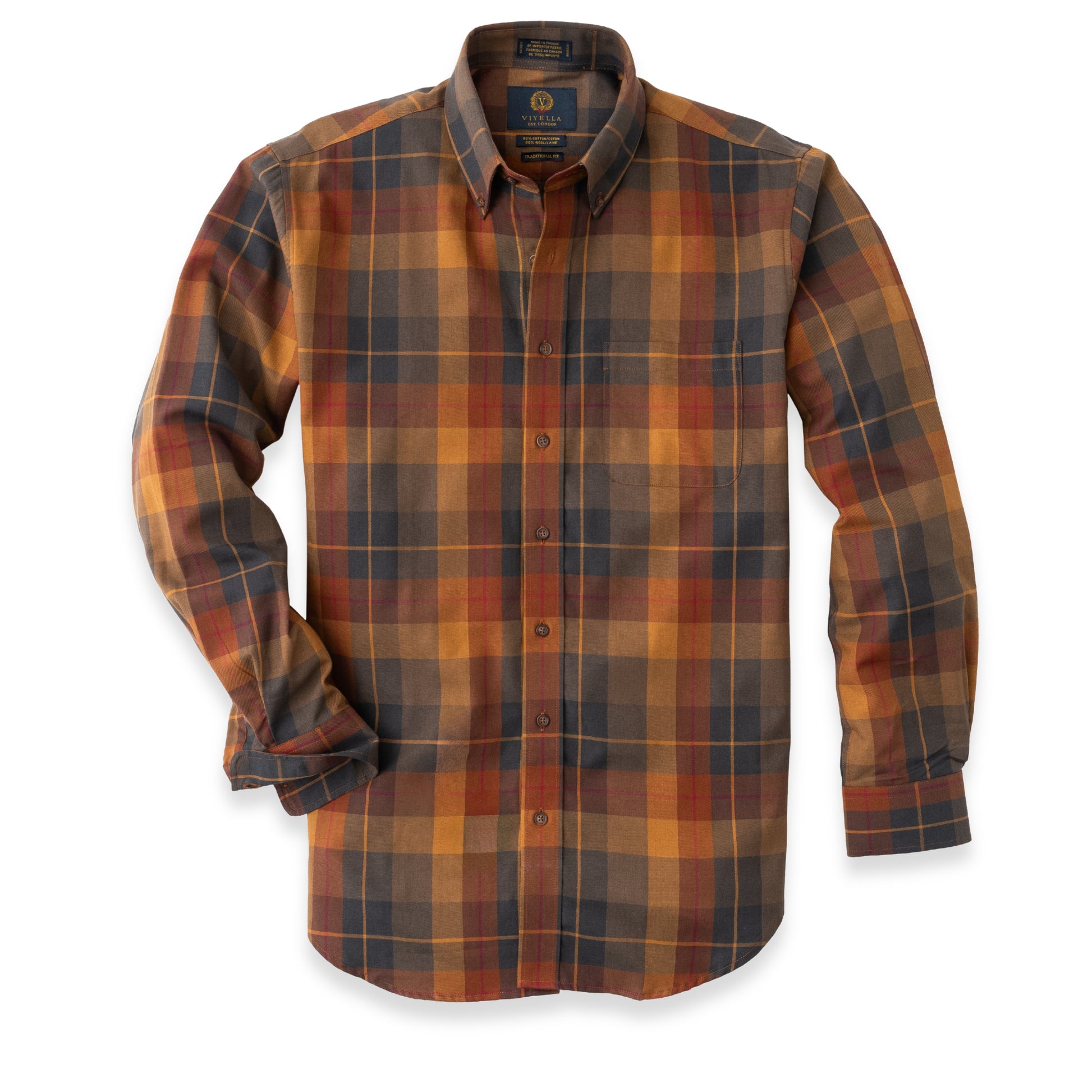Men's Pecan Plaid Viyella Shirt