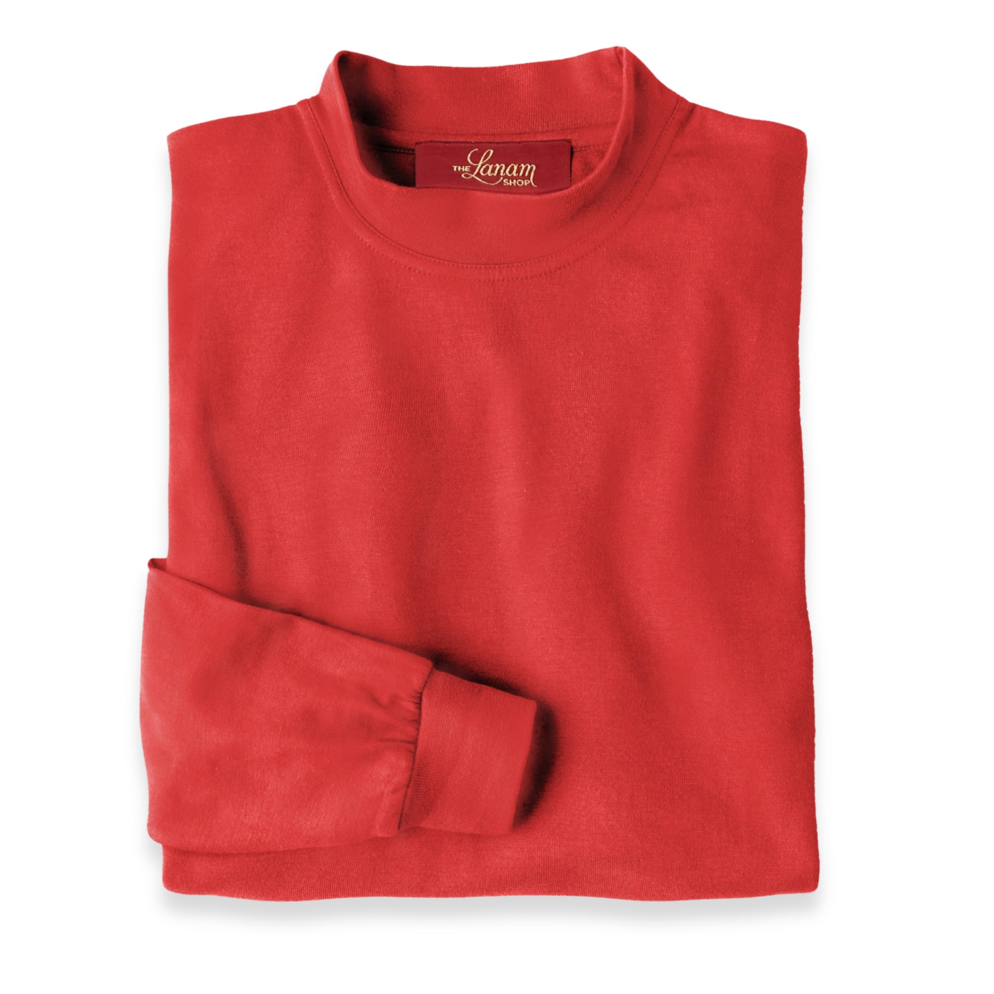 Men's Pima Cotton Long-Sleeve Mock Turtleneck Shirt | Rouge Red